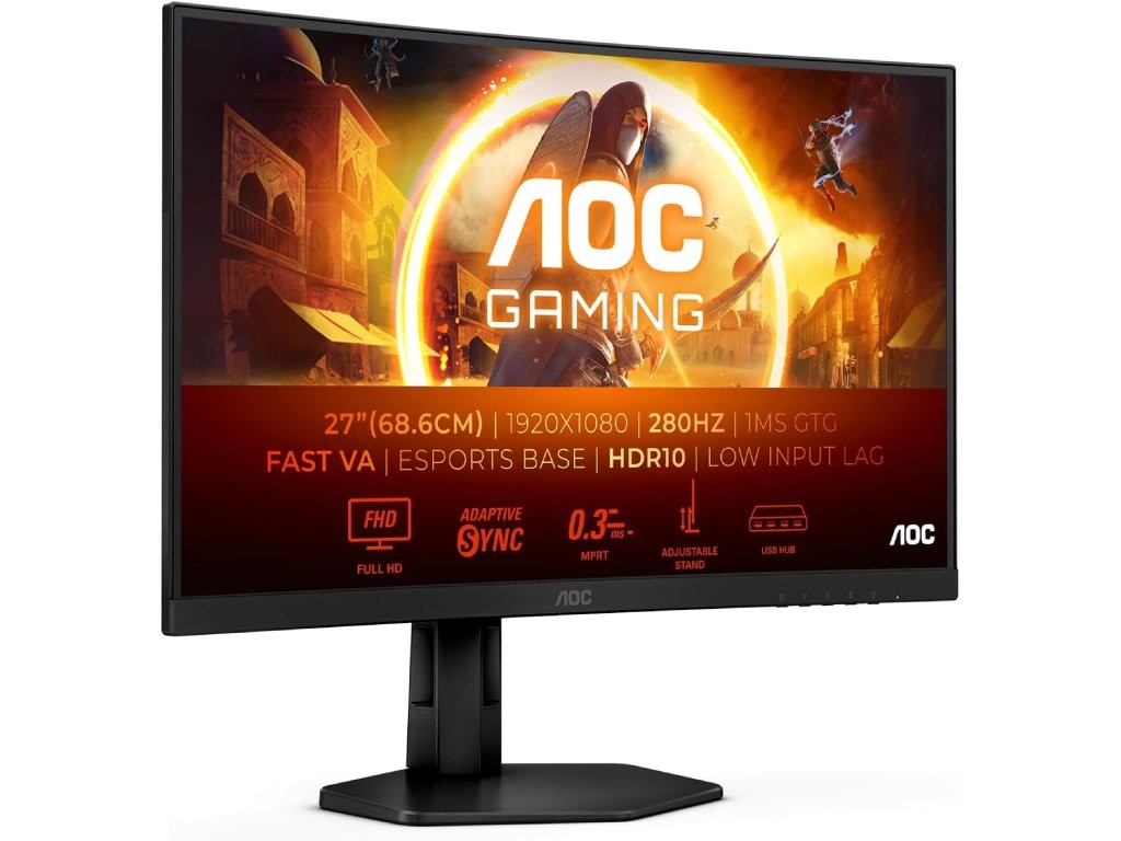 AOC Gejming monitor C27G4ZXU, 27″, 1920x1080, 280 Hz, HDR10, Crna