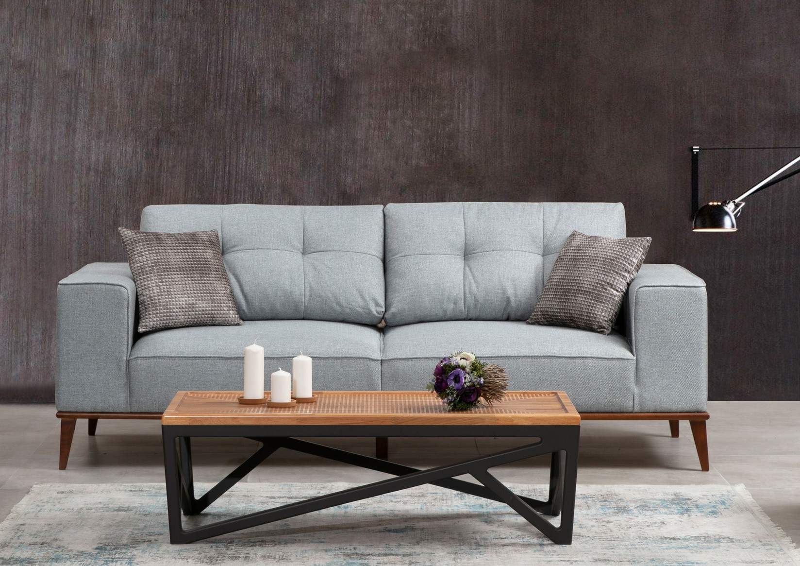 Atelier del Sofa Trosed na razvlačenje Montana 91x85x223cm Sivi