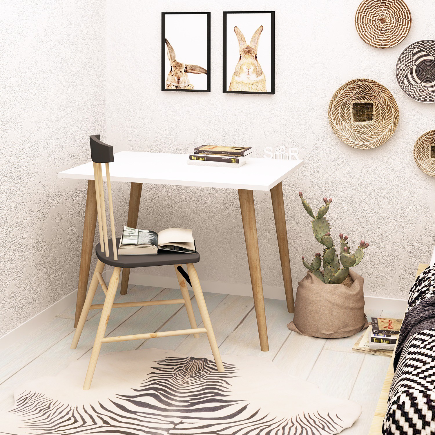 Hanah home Radni sto 80x74x60​cm Beli