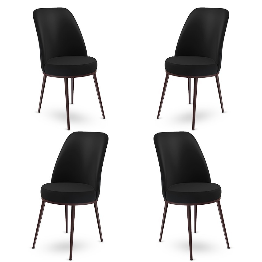 Hanah Home Set 4 trpezarijske stolice Dexa Crno-Braon
