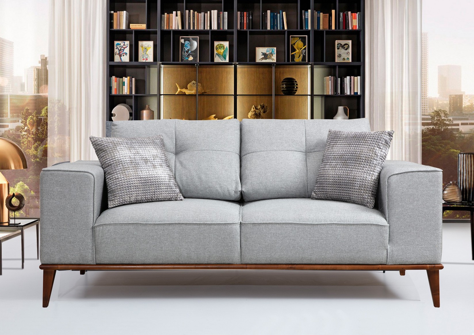 Atelier del Sofa Dvosed na razvlačenje Montana 91x85x184cm Sivi