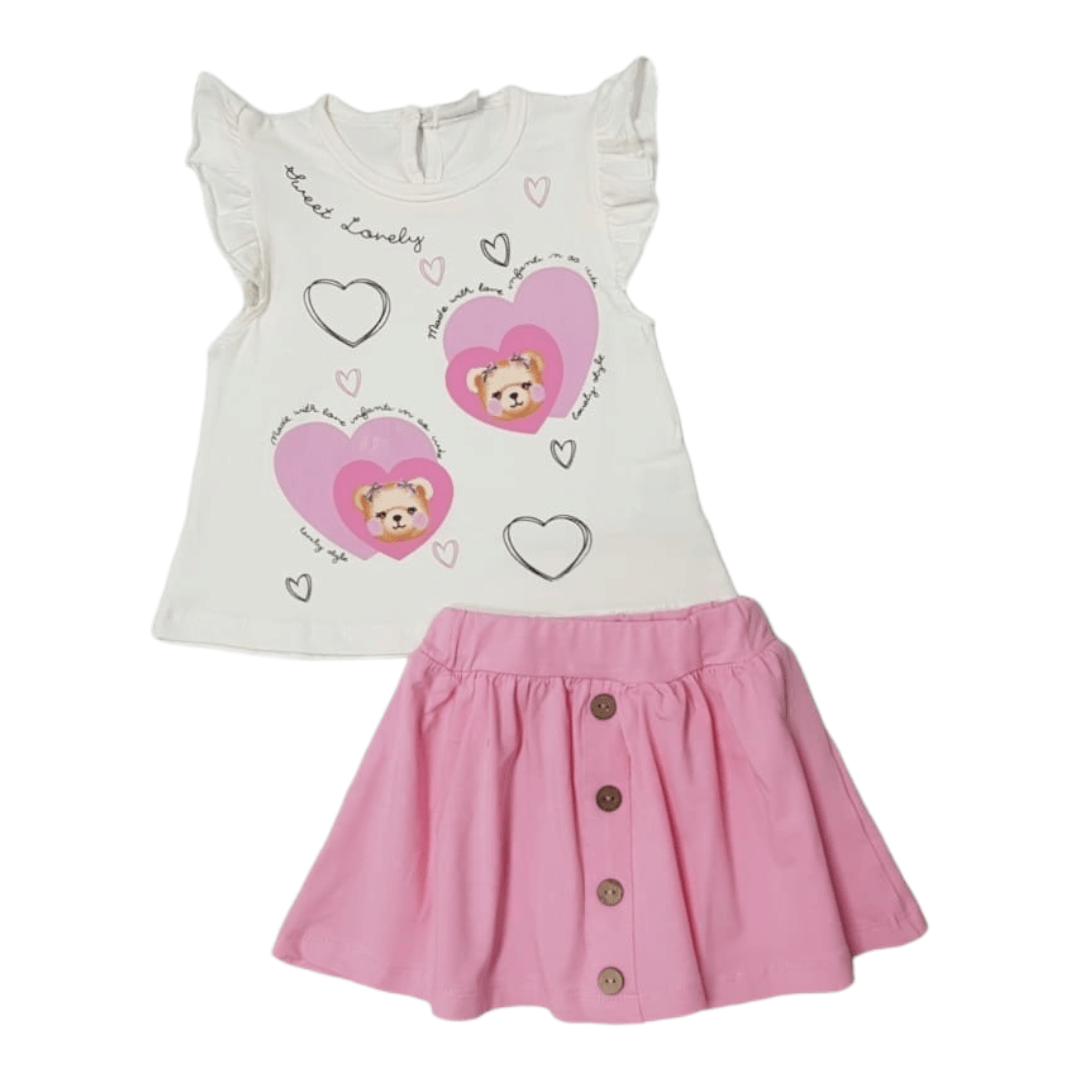 HAJDI BABY Komplet za bebe, Majica i suknjica, Belo-roze
