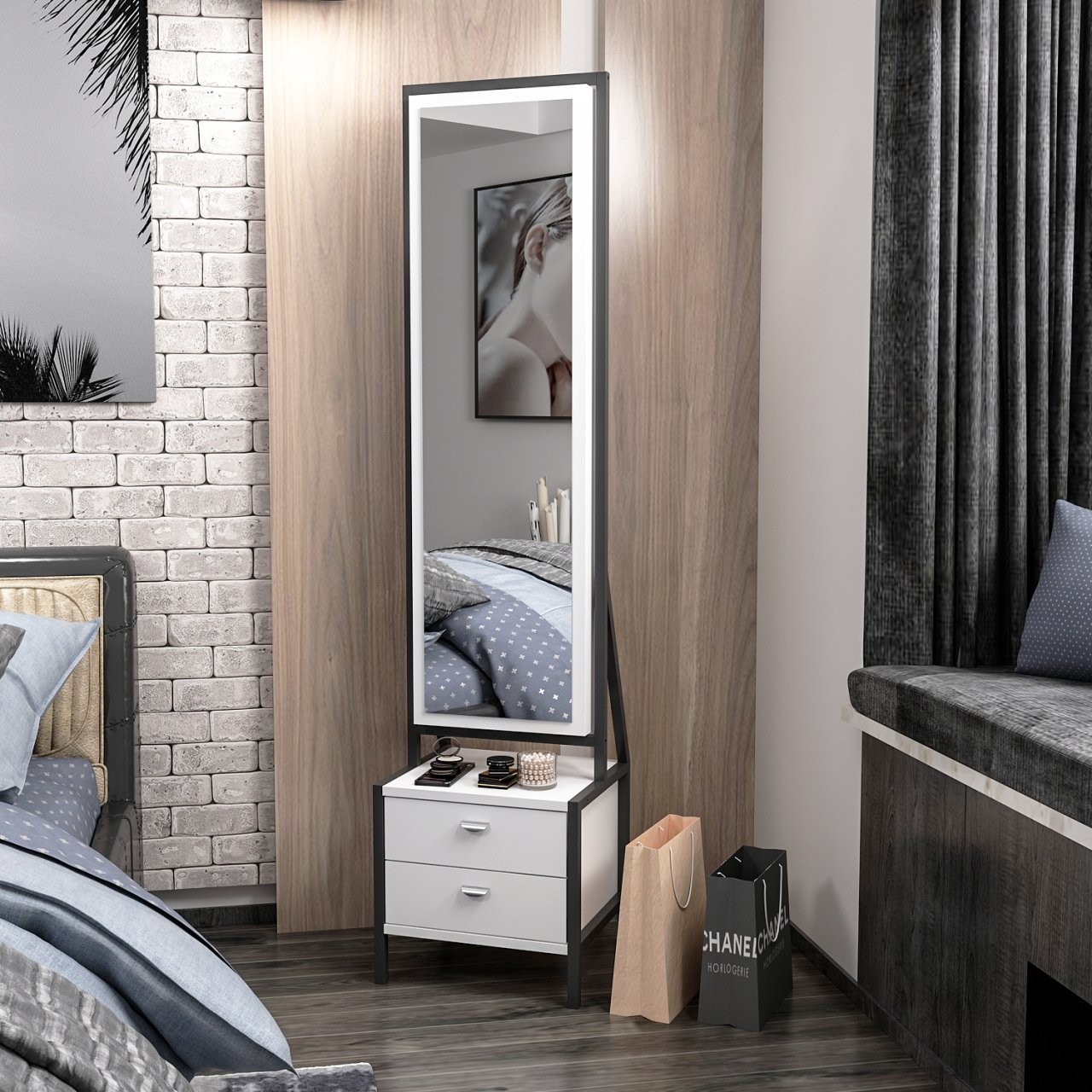 Hanah Home Sto za šminkanje 41x170x35cm Beli