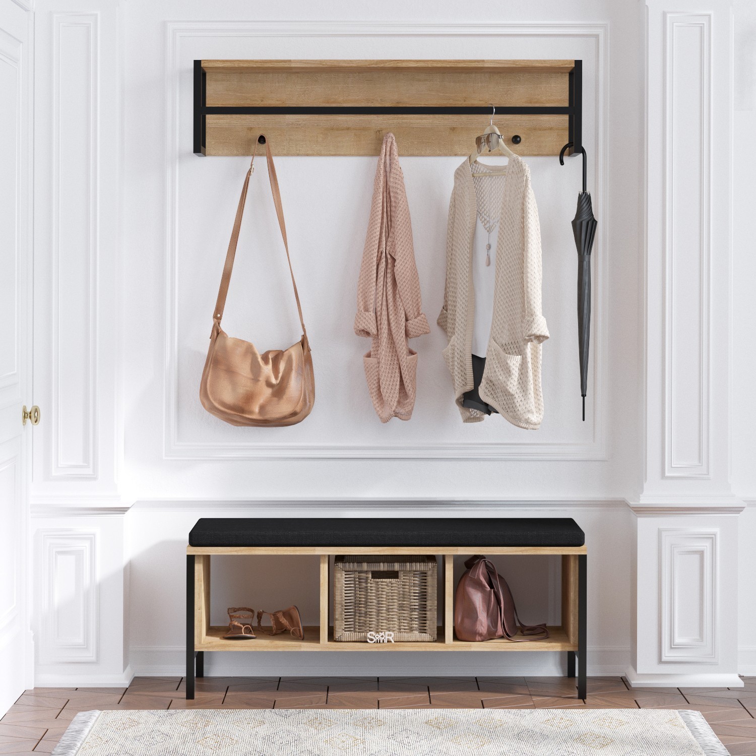 Hanah Home Cipelarnik 100x43x35cm Hrast-Crni