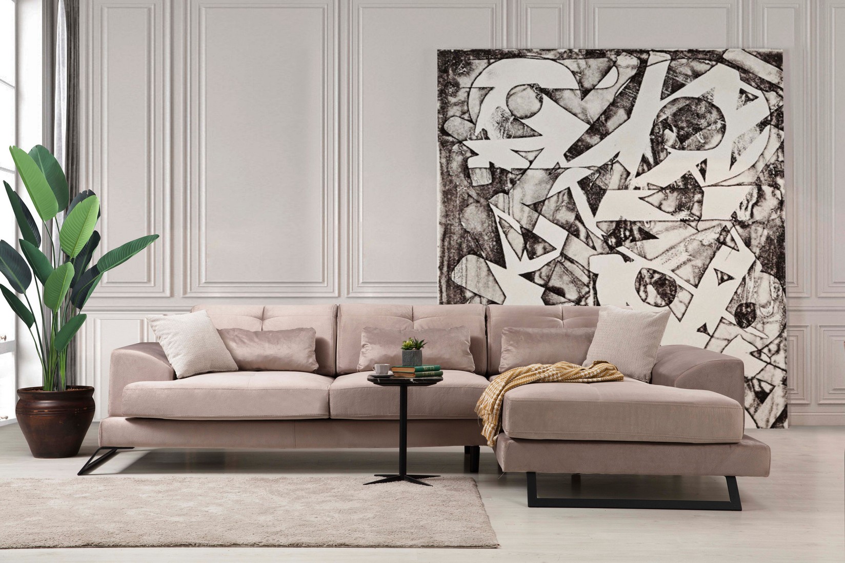 Atelier del Sofa Ugaona garnitura Frido 100x92x308cm Bež