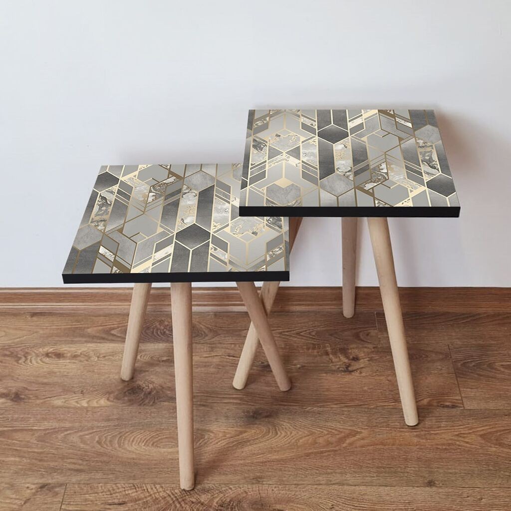 Hanah Home Set klub stočića 2Shp497, 2 komada, Šareni