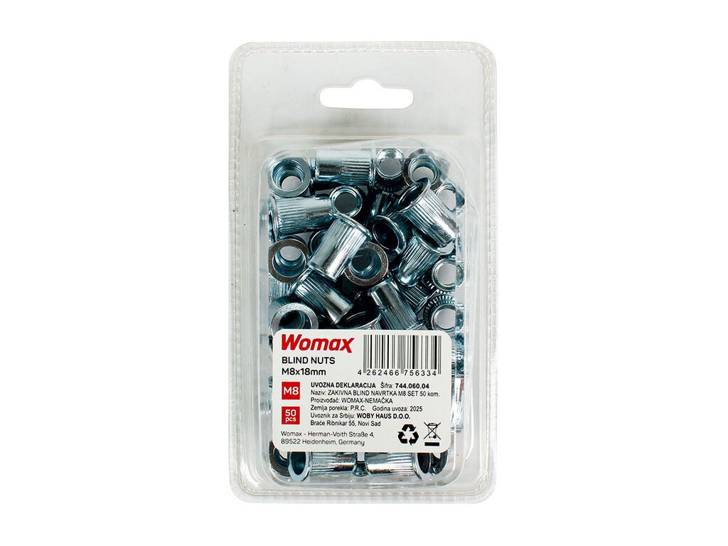 Womax Set zakivki sa navojem M8, 50 komada