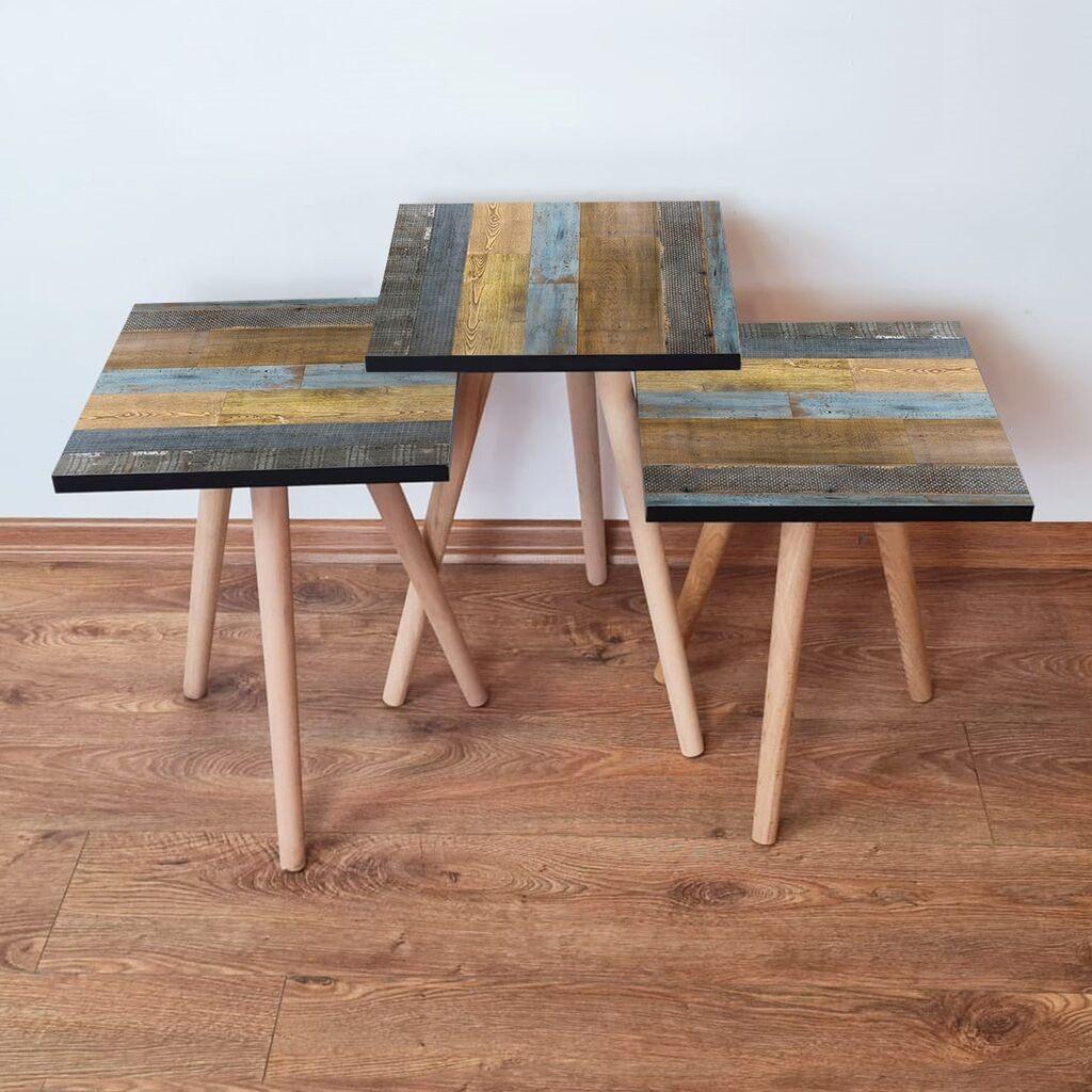 Hanah Home Set klub stočića 3Shp2, 3 komada, Šareni