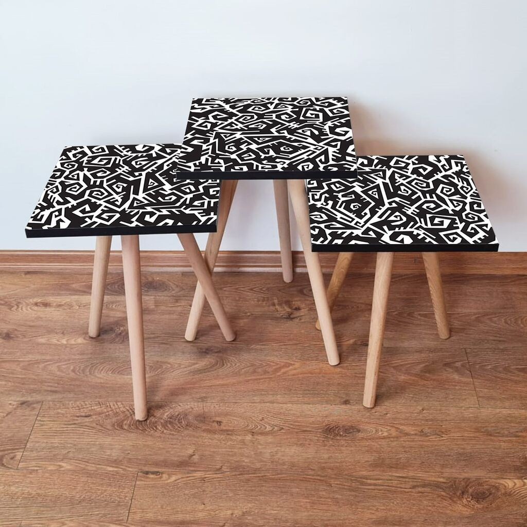 Hanah Home Set klub stočića 3Shp377, 3 komada, Šareni