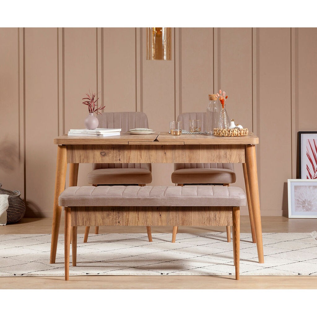 Hanah Home Trpezarijski sto i stolice Vina 0900, 130x77x80 cm, Hrast