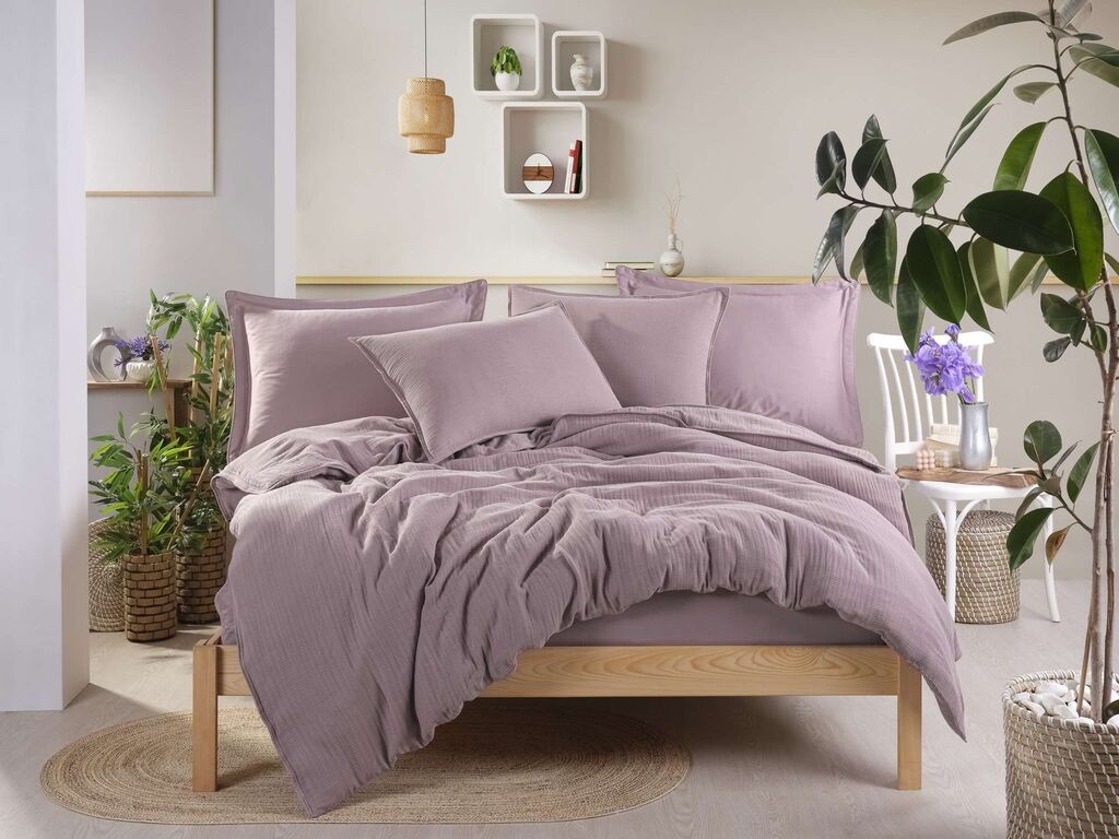 L'essentiel Maison Komplet posteljine Muslin, 200x220 cm, Ljubičasti