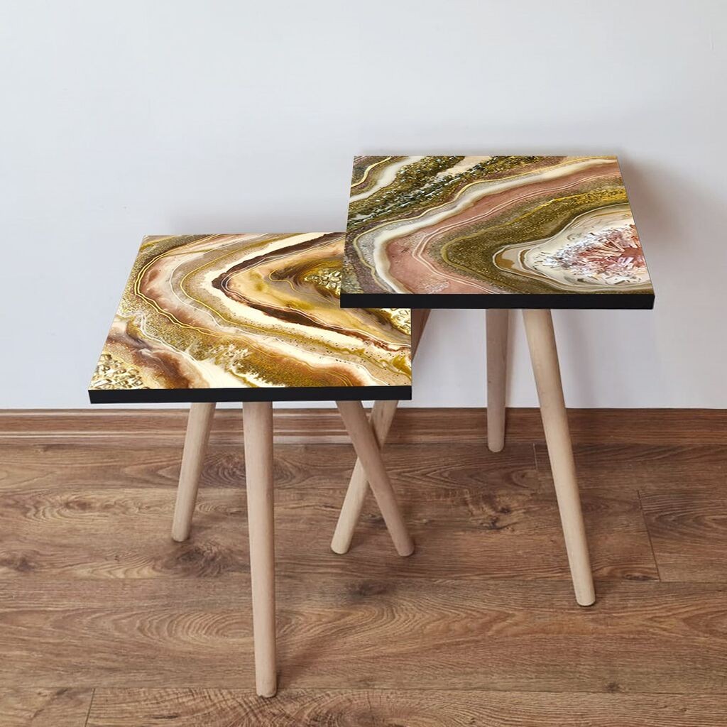 Hanah Home Set klub stočića 2Shp3, 2 komada, Šareni