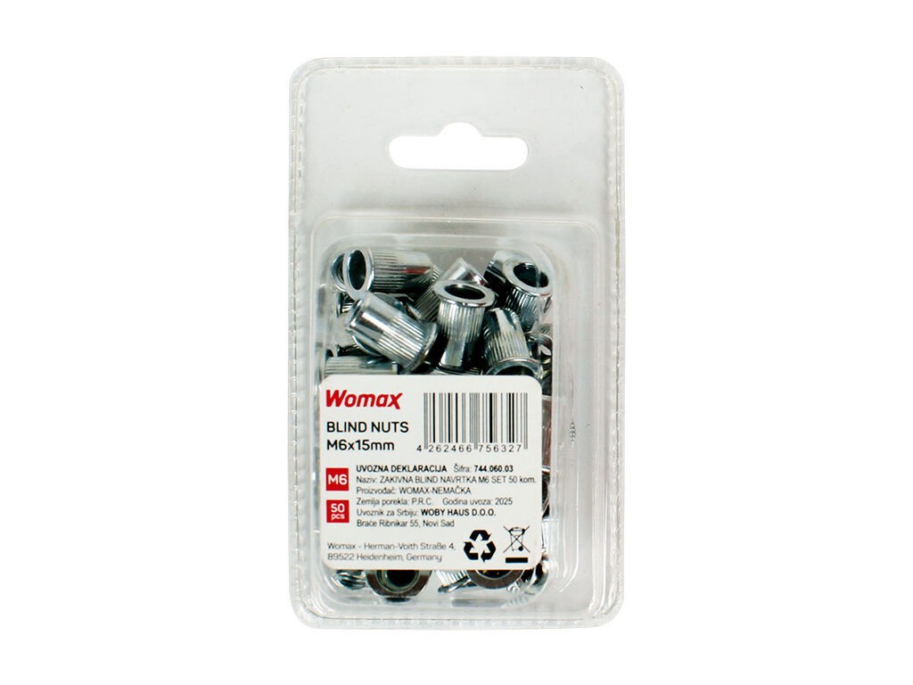Womax Set zakivki sa navojem M6, 50 komada