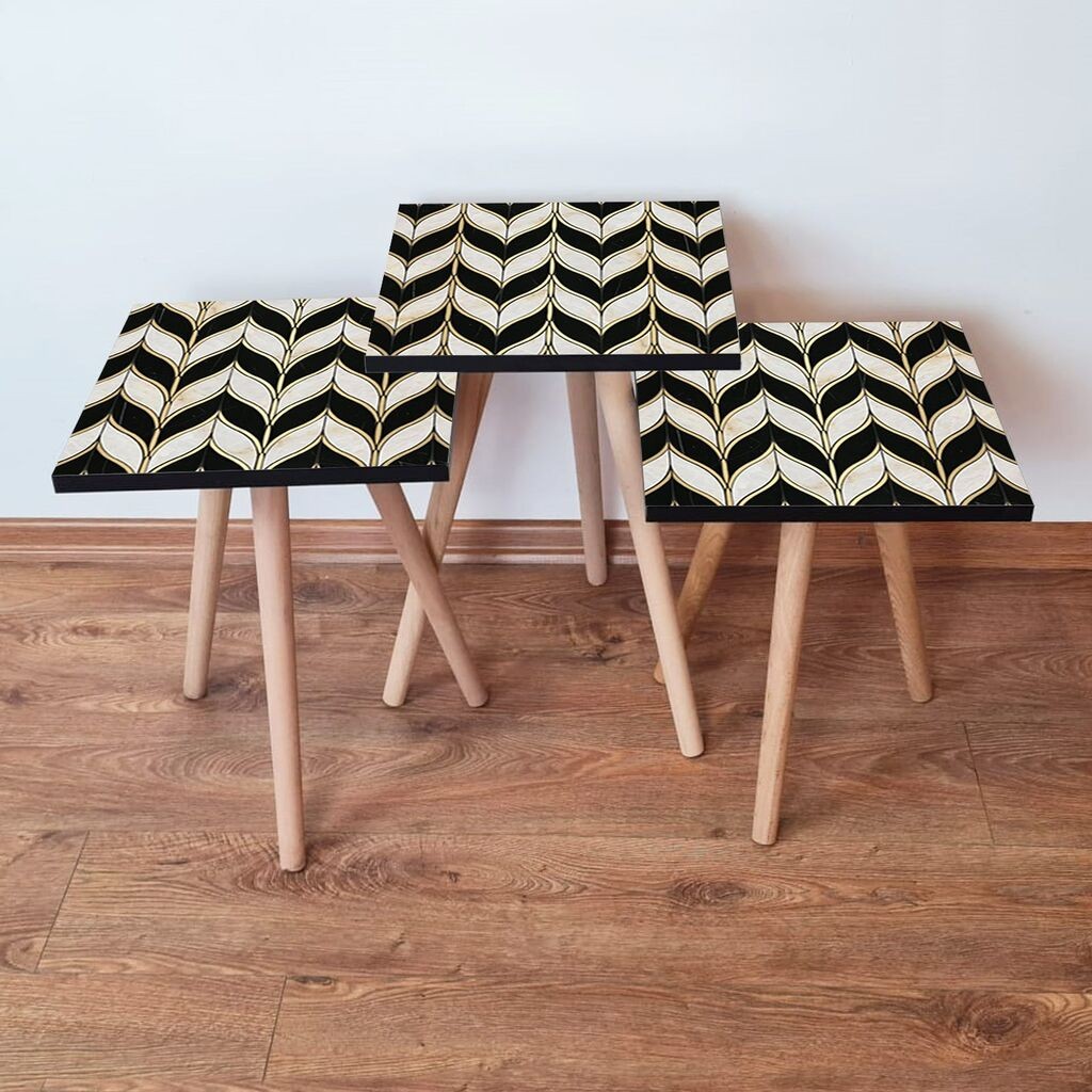 Hanah Home Set klub stočića 3Shp130, 3 komada, Šareni