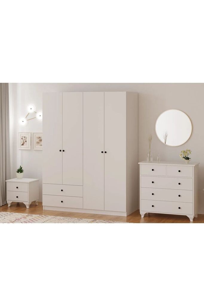 Hanah Home Set nameštaja za spavaću sobu Rb-068, Beli