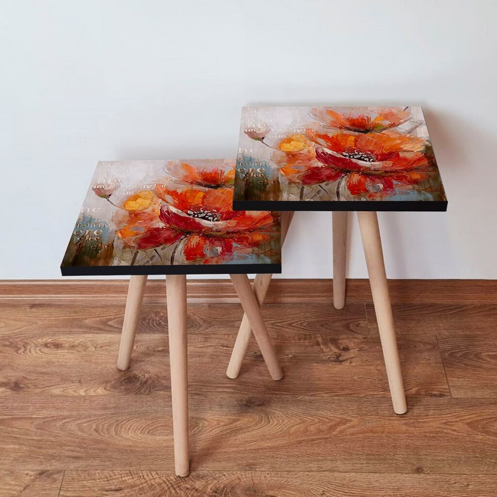 Hanah Home Set klub stočića 2Shp455, 2 komada, Šareni