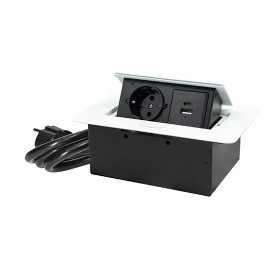 MITEA ELECTRIC Nameštajska priključnica ME-PN-1215-USB/B-1, PopUp + USB Tip-A+Tip-C, 1.5m, Bela