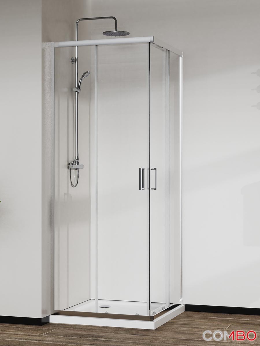 QUARTZ Tuš kabina Elemento Ker, Providno staklo 6mm, Srebrni ram, 100x140x200cm