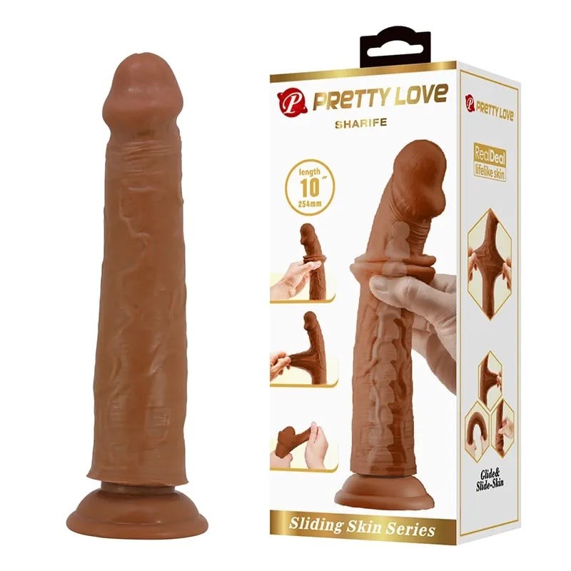 Dildo sa kožicom koja se pomera Sharife, 25cm