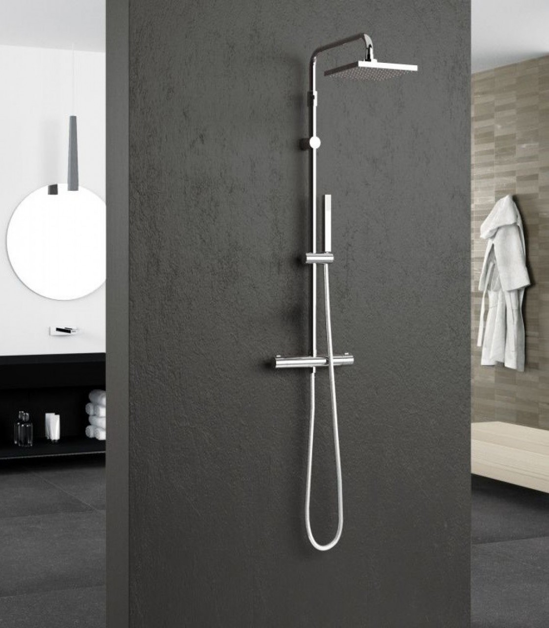 Novellini  Termostatska baterija sa usponskim tušem Easy2, Hrom