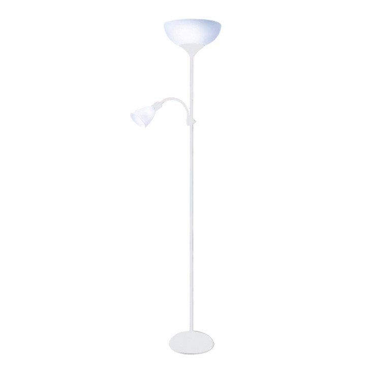 Podna lampa sa dva različita sijalična grla, 1xE27+1xE14, Bela