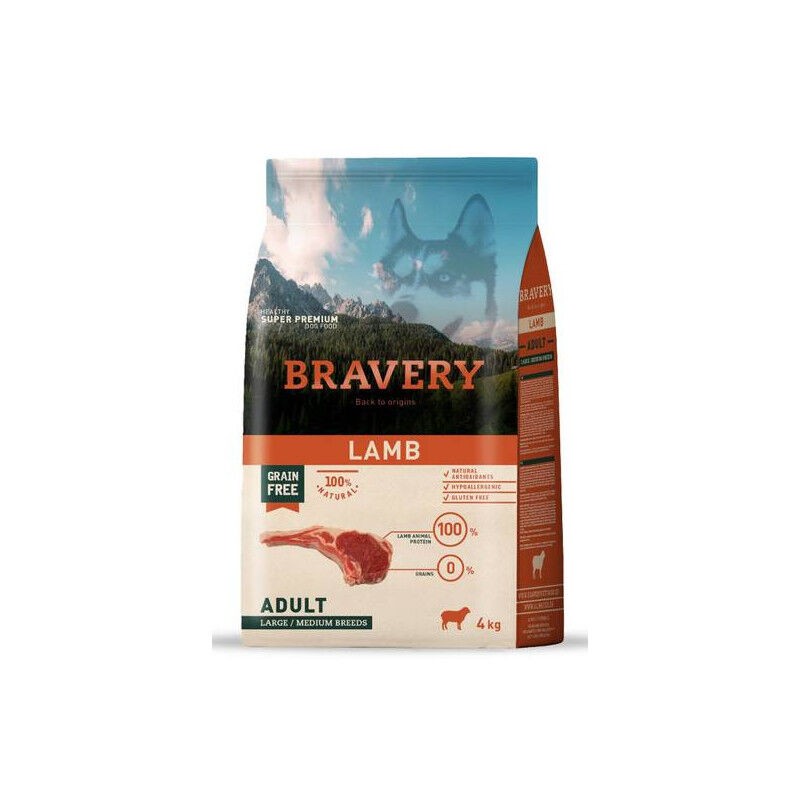Bravery Suva hrana za odrasle pse srednjih i velikih rasa od jagnjetine, Adult, 4kg