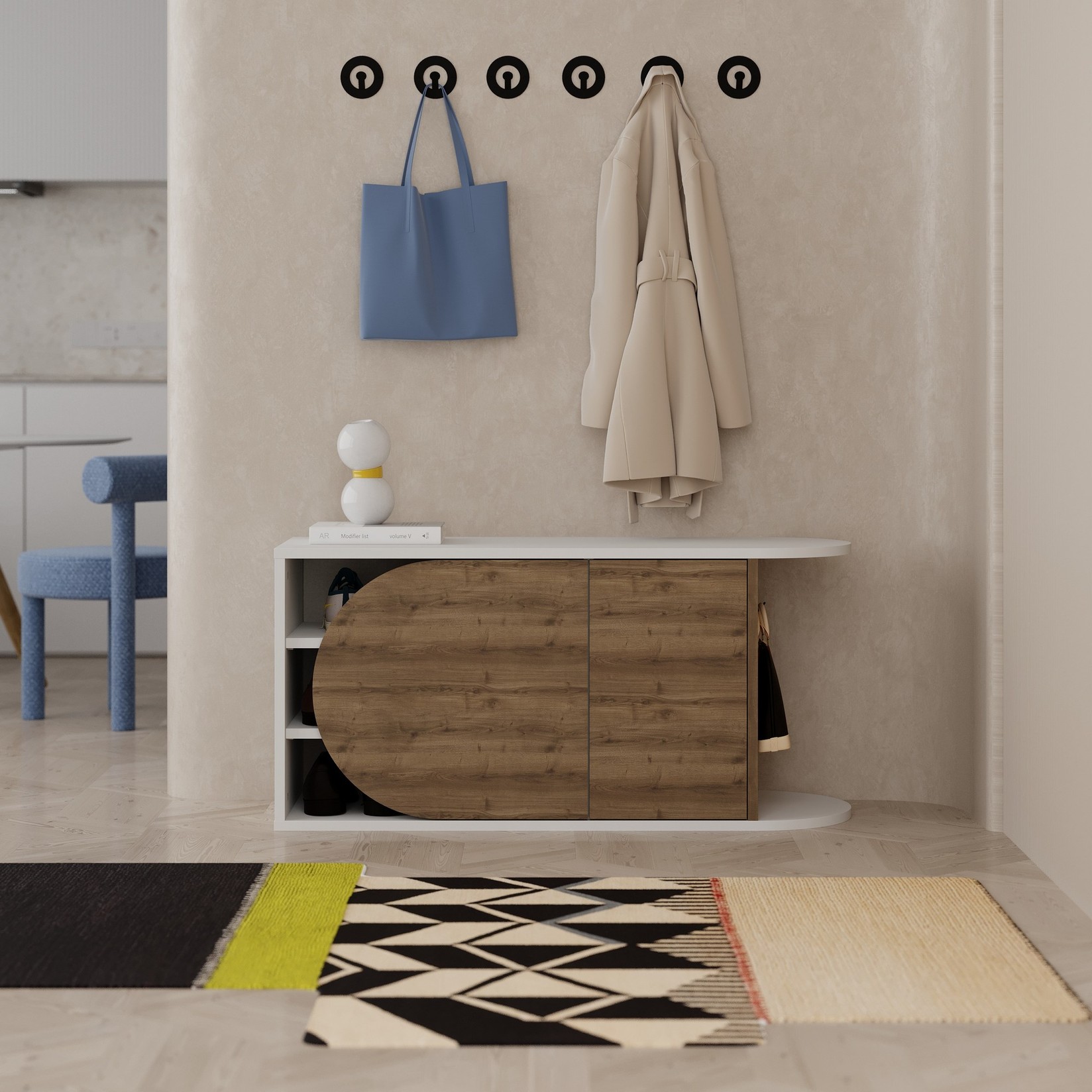 Hanah home Cipelarnik 104x50x37cm Braon-Beli