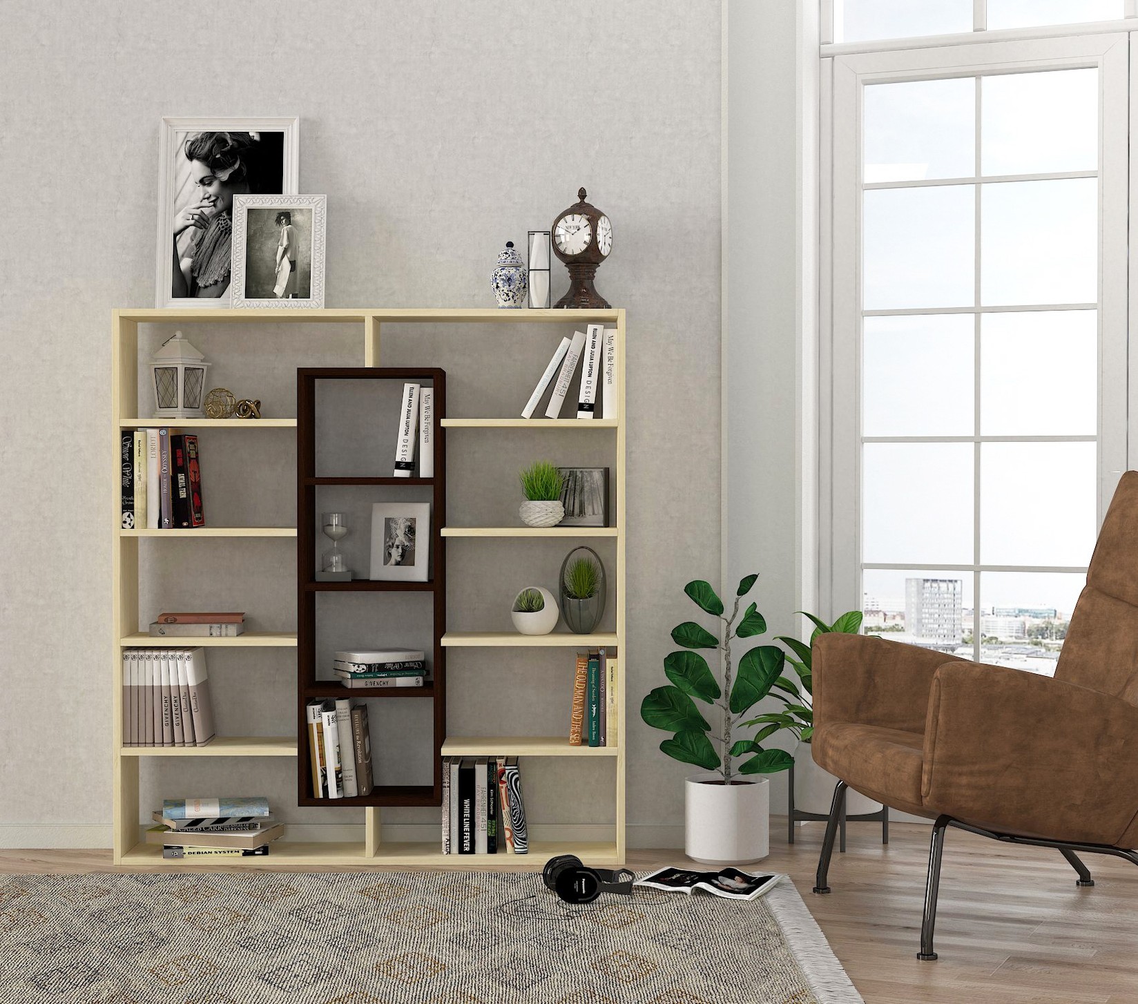 Hanah Home Polica 125x135,7x22cm Braon-Breza