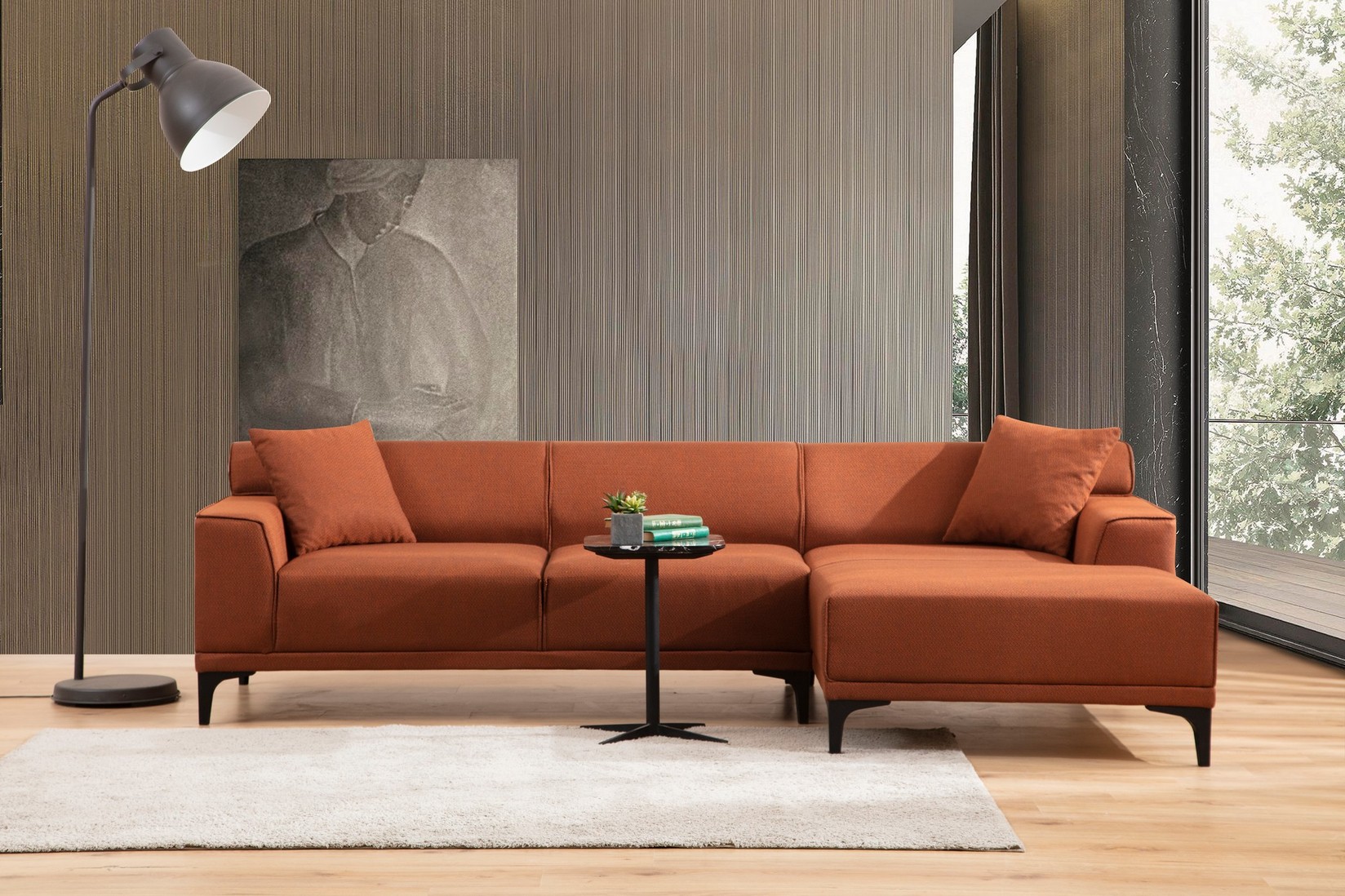 Atelier del Sofa Ugaona garnitura Petra R 145x69x87cm Narandžasta