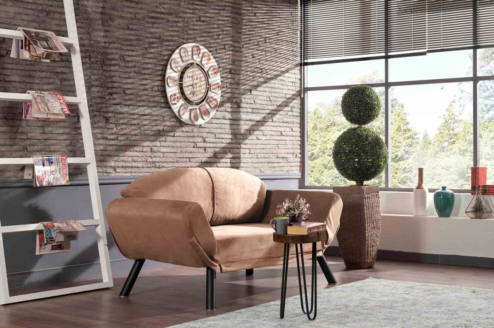 Atelier del Sofa Dvosed na razvlačenje Genzo 177x87x75cm Svetlobraon