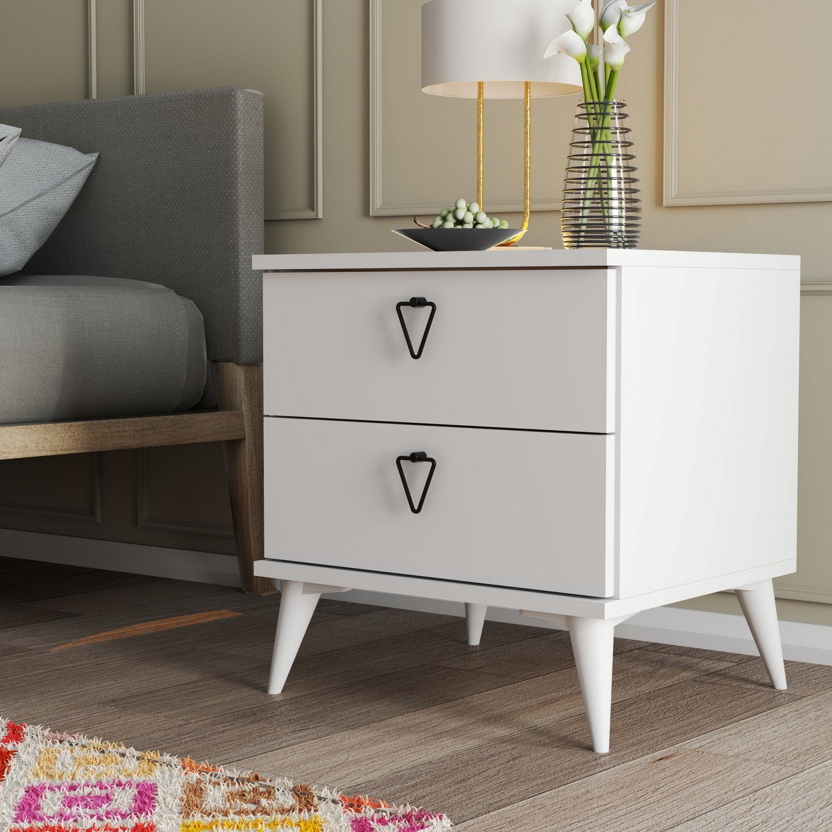 Hanah Home Noćni ormarić VersaCe 52x55,1x45cm Beli