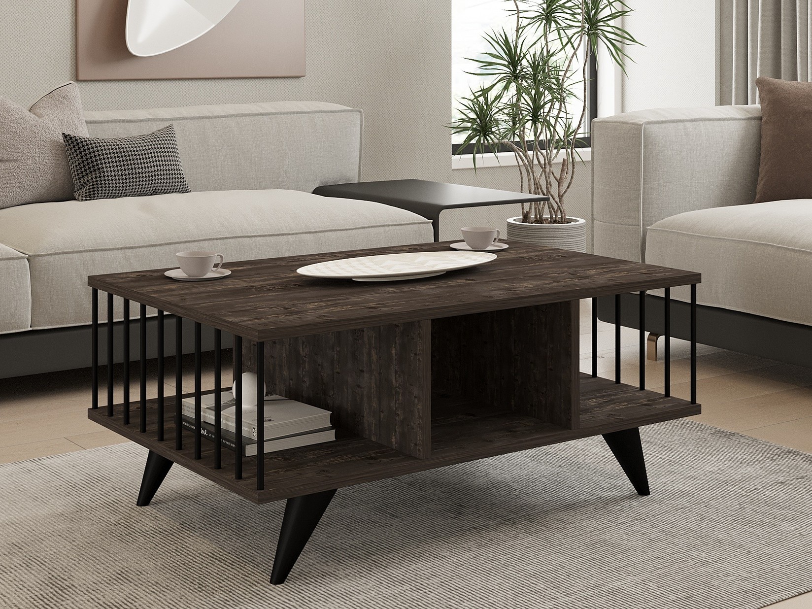 Hanah Home Klub sto Bert 90x40x60​cm Tamnobraon