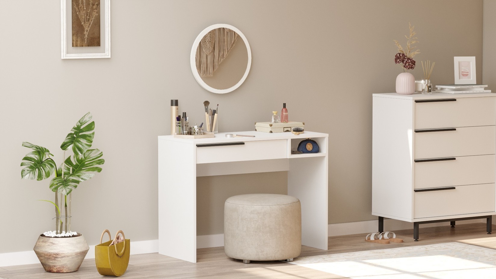 Hanah Home Sto za šminkanje 100x75x44,5cm Beli