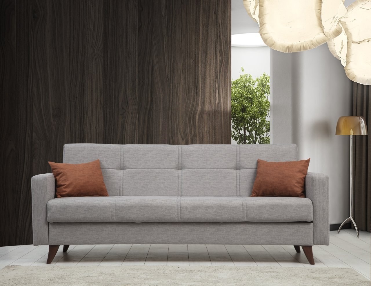 Atelier del Sofa Trosed na razvlačenje Polya 205x86x75cm Svetlosivi