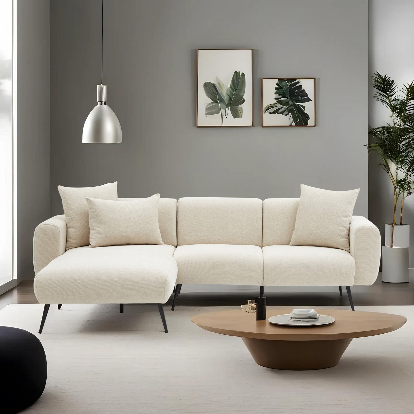 Atelier del Sofa Ugaona garnitura Side 252x77x82cm Krem