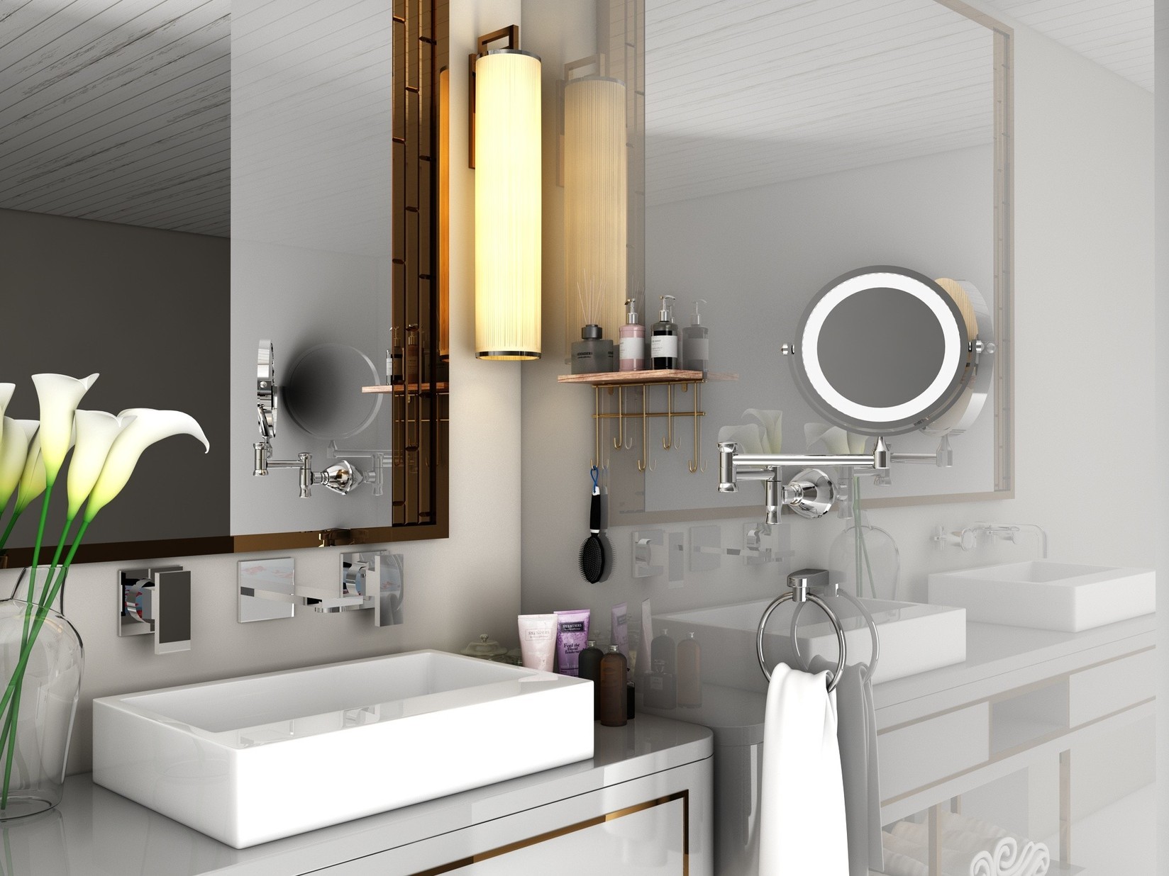 Hanah home Zidna polica Zlatno-Braon