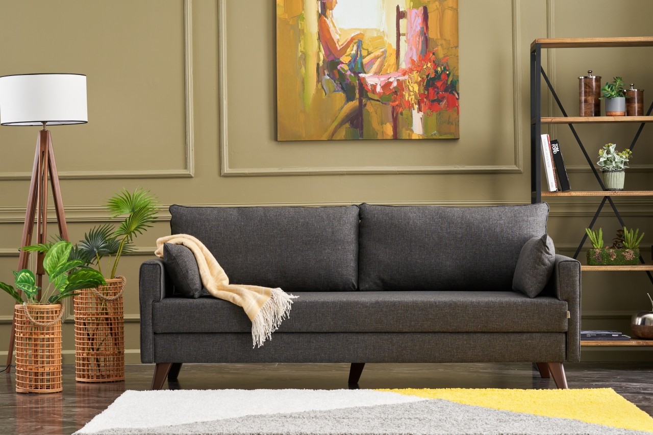 Atelier del Sofa Trosed na razvlačenje Bella 208x85x81cm Antracit