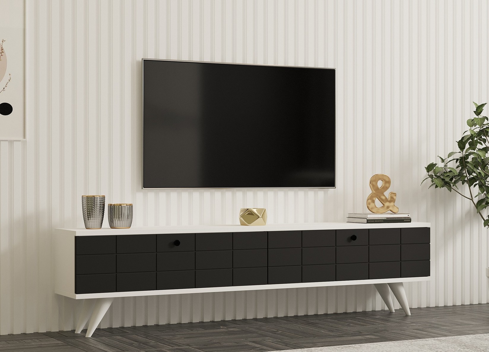 Hanah home TV Komoda Alberi Antracit-Bela