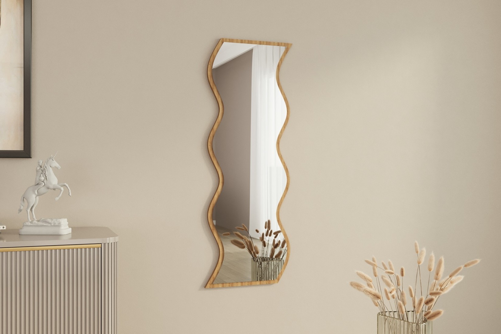 Hanah Home Ogledalo Belo-Bež