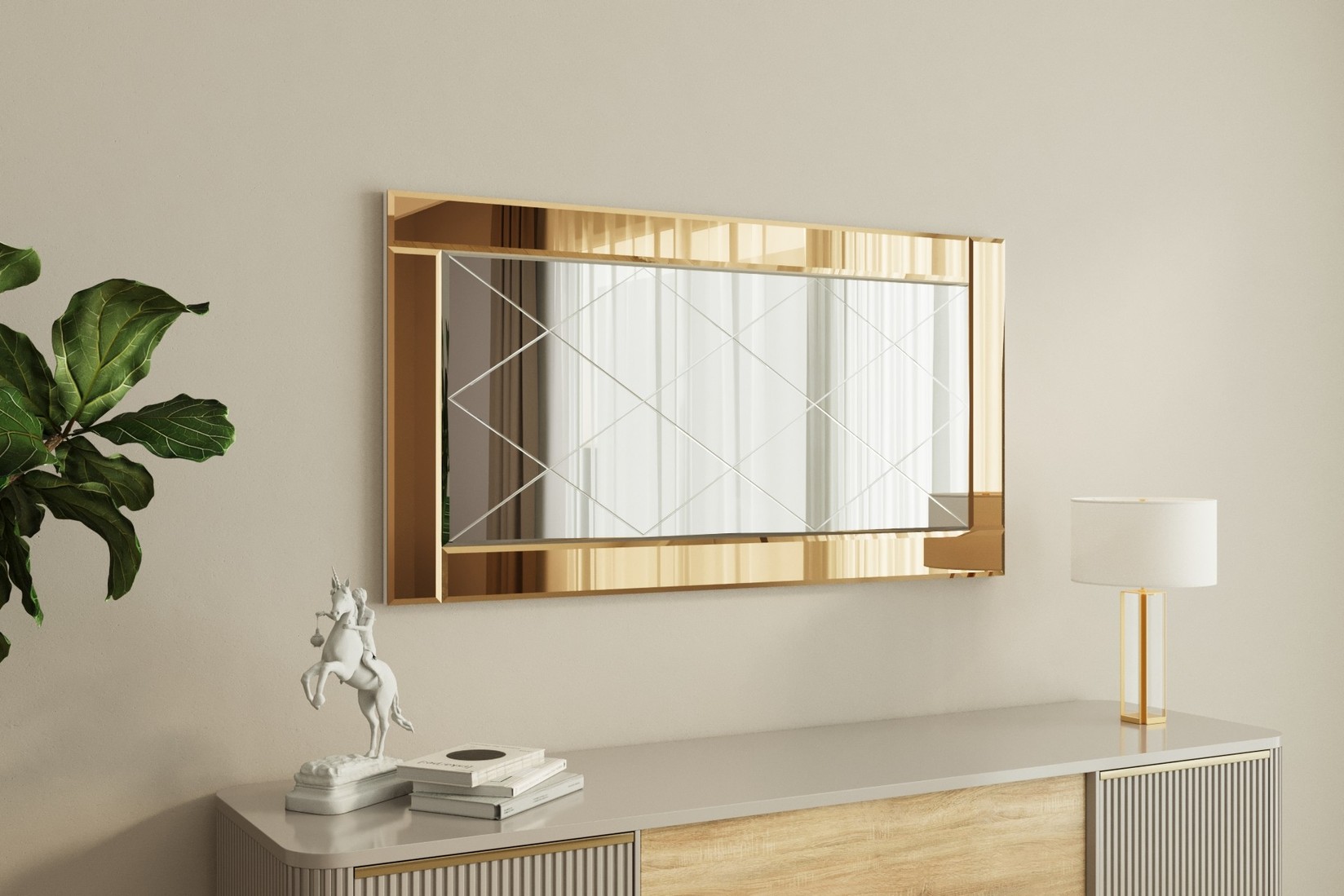 Hanah Home Ogledalo Bronzano-Belo