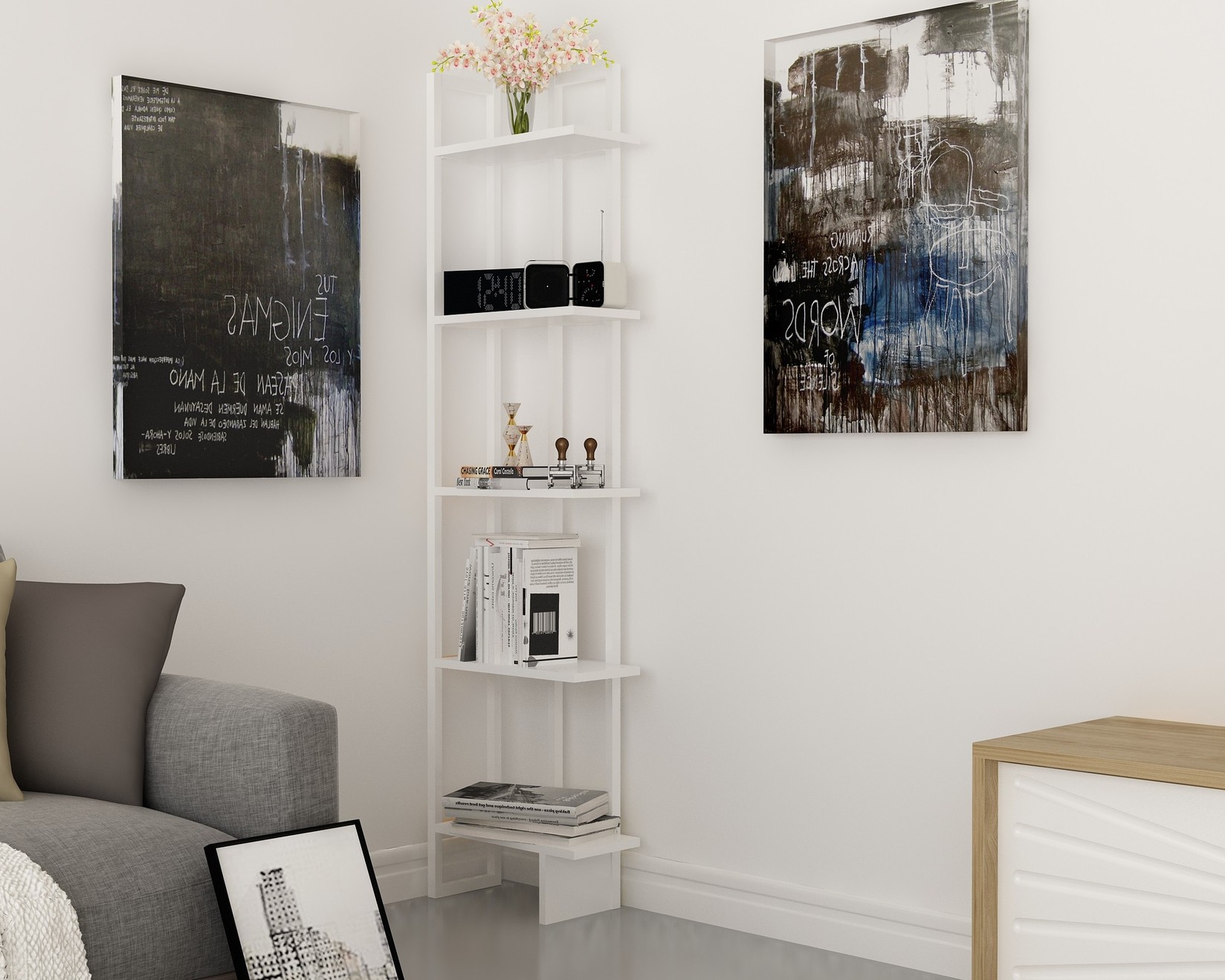 Hanah Home Polica 45x180x22cm Bela