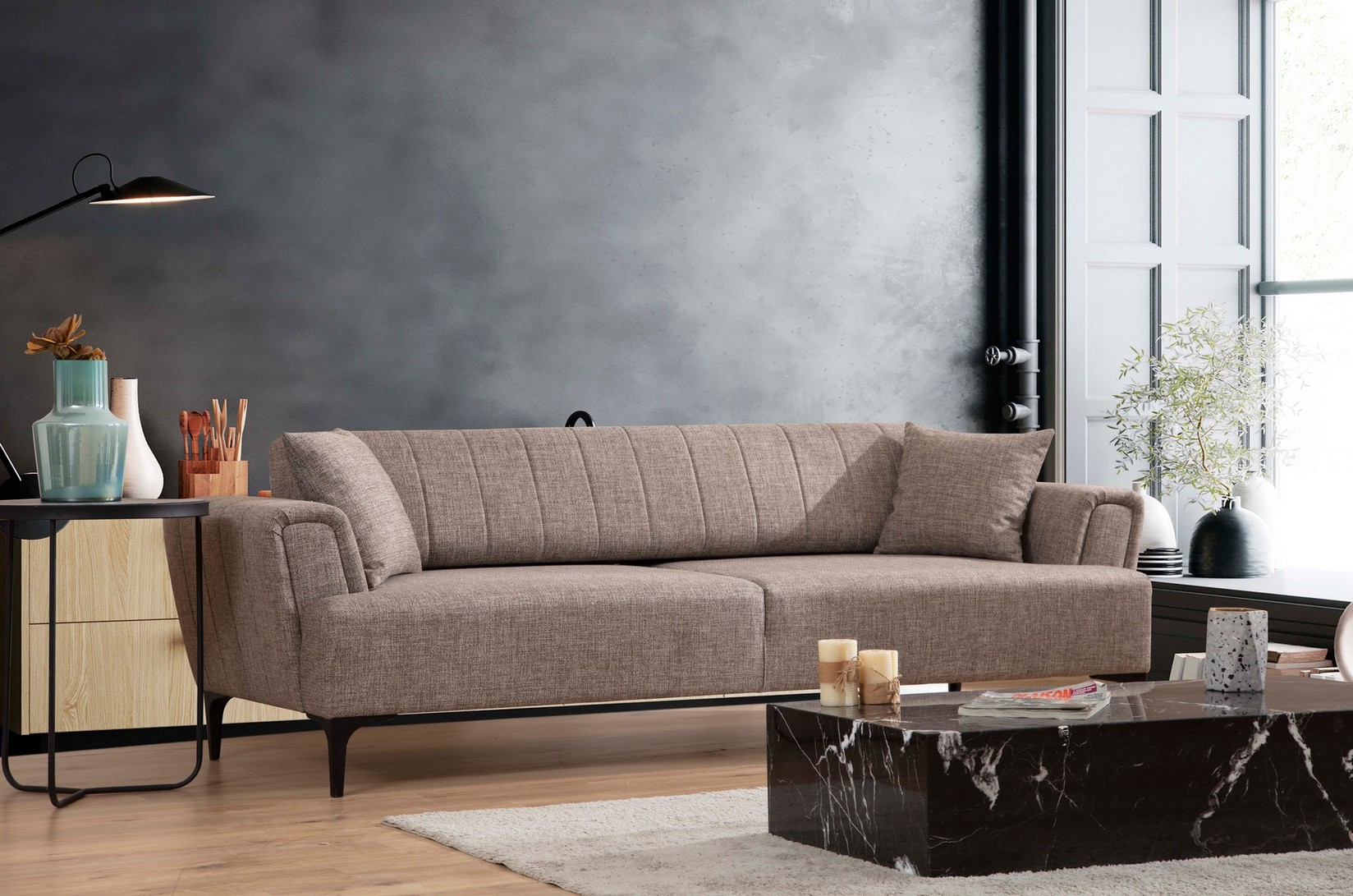 Atelier del Sofa Trosed na razvlačenje Hamlet 95x77x230cm Svetlobraon