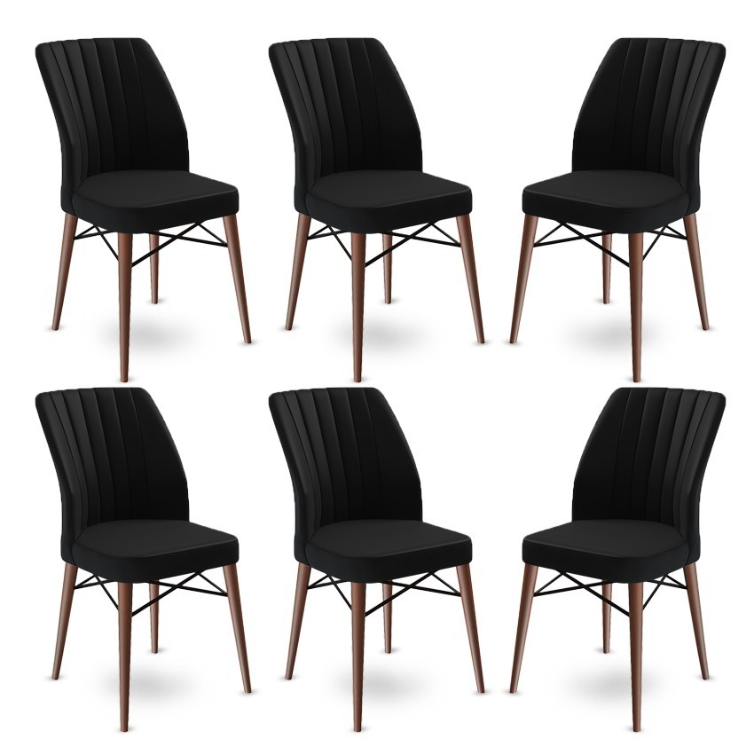 Hanah Home Set 6 trpezarijskih stolica Flex Crno-Braon