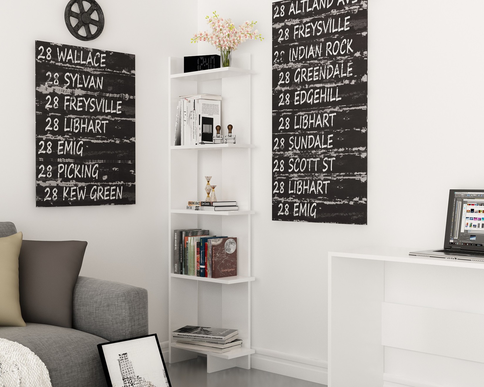 Hanah Home Polica 45x170x22cm Bela