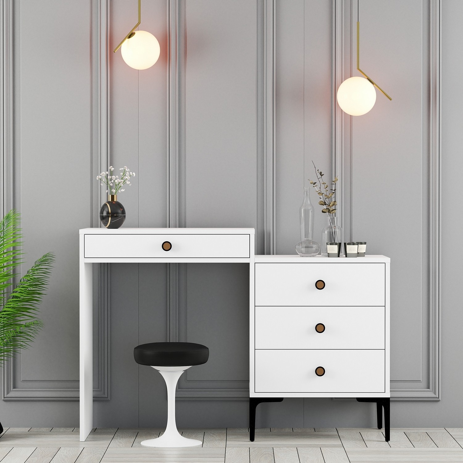 Hanah Home Sto za šminkanje 124x84,7x40cm Beli