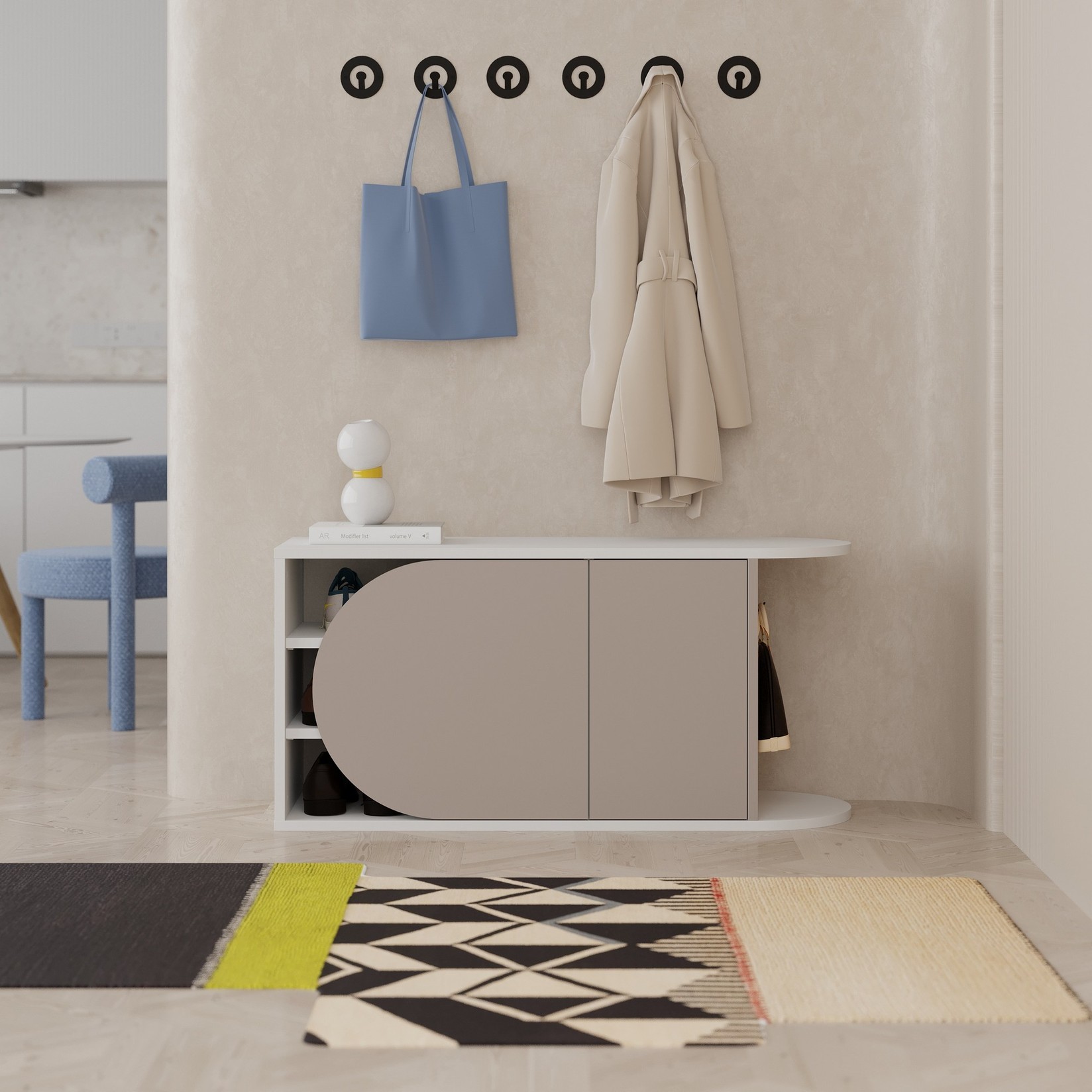 Hanah home Cipelarnik Krem-Beli