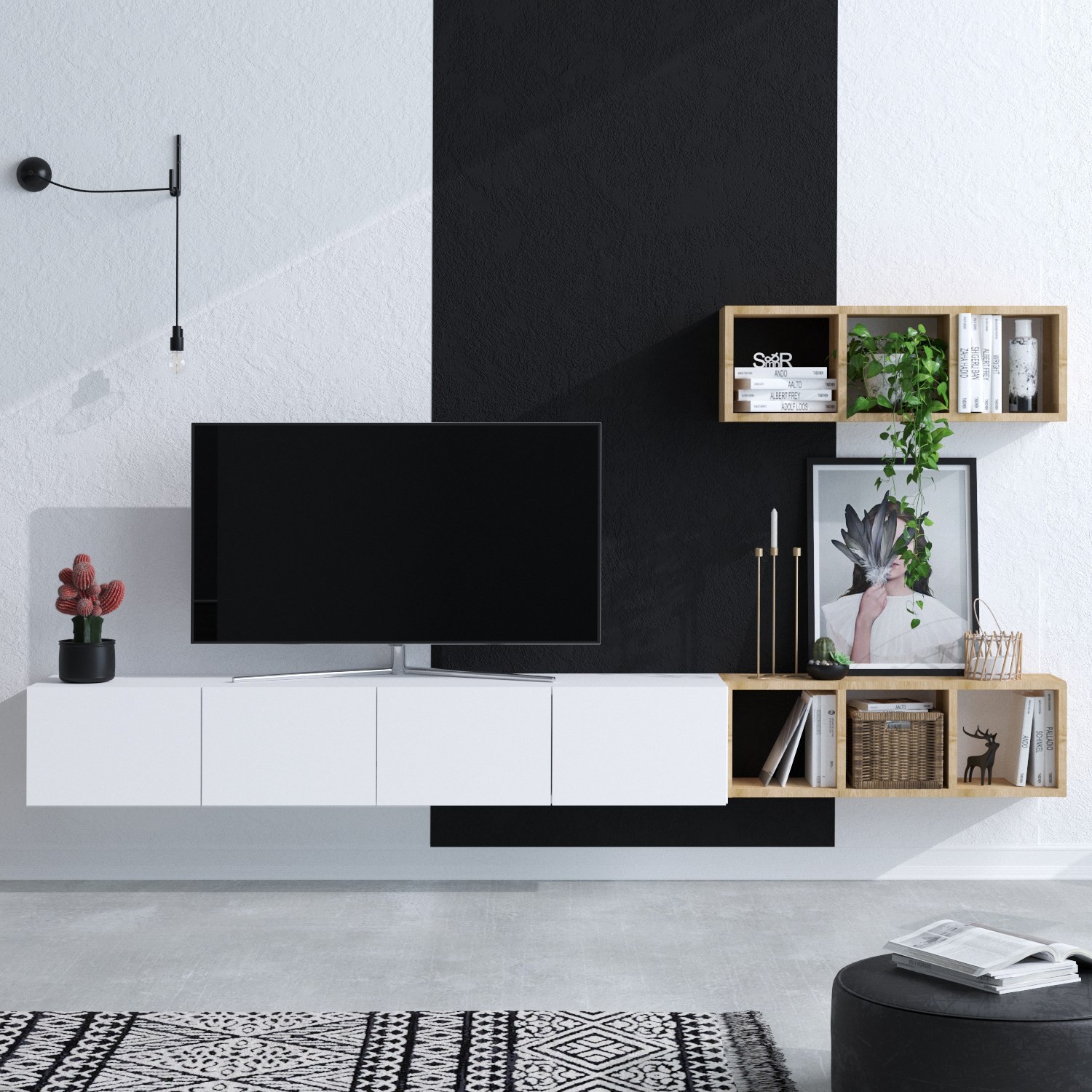 Hanah home TV Komoda Pia Belo-Hrast