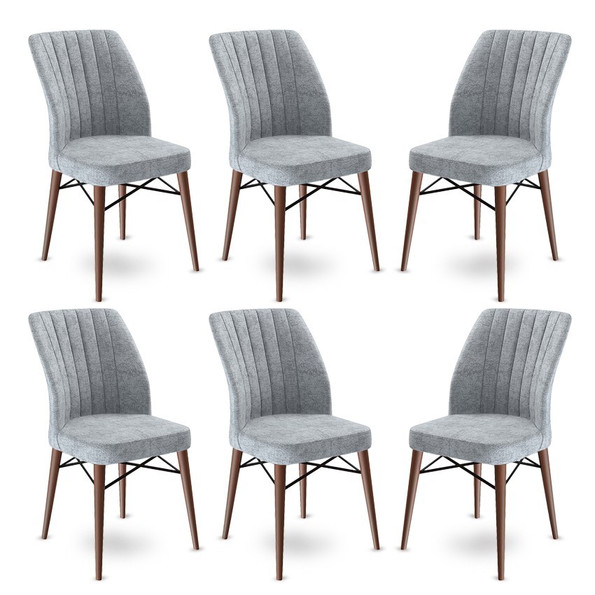 Hanah Home Set 6 trpezarijskih stolica Flex Sivo-Braon