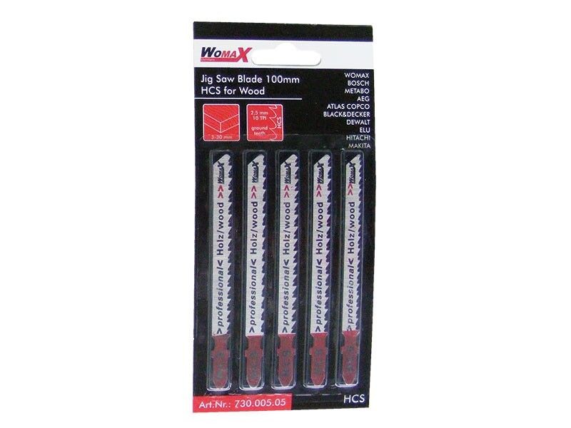 Womax Set listova testere za ubodne testere za drvo, 100 mm, 5 komada