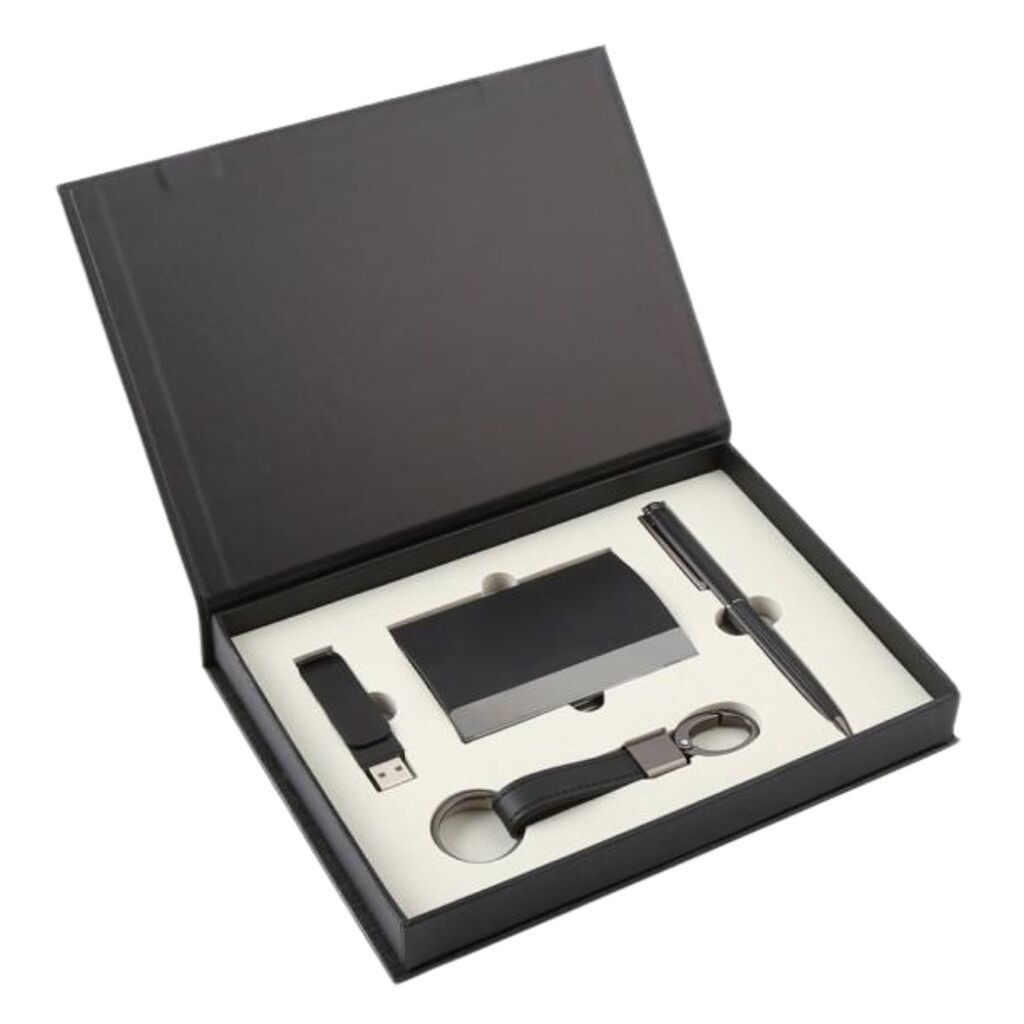 Poklon set za pisanje Kimano hemijska olovka, privezak, futrola za kartice i flash memorija